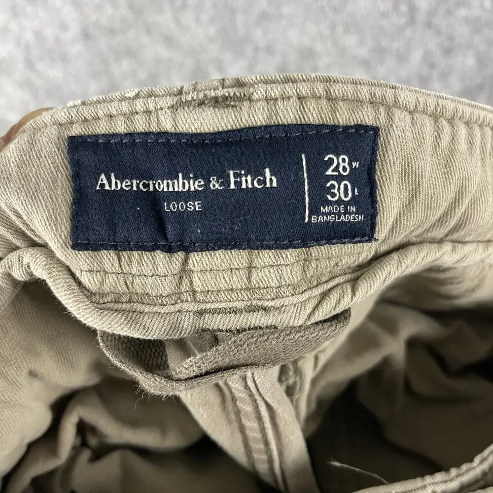 VTG Abercrombie Fitch Cargo Pants Mens 28x27 Beige Loose Paratrooper Y2K Utility